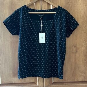 {DownEast} black cotton elevated short sleeve shirt